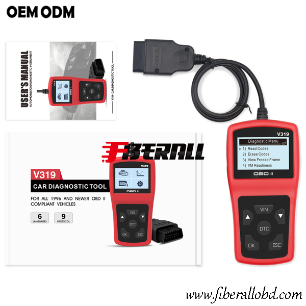 Comprobador de motor OBD-II de mano y herramienta de diagnóstico DLC de coche