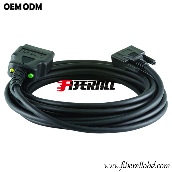 Cable de diagnóstico del vehículo DB9 a OBDII con LED